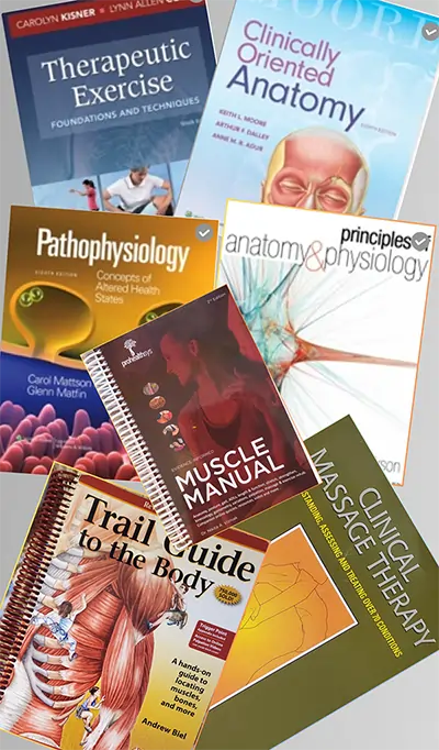 picture of textbooks for massage therapy program 